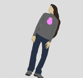 2D长发女士SU模型下载_sketchup草图大师SKP模型