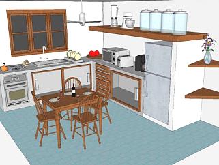 家庭L型小厨房SU模型下载_sketchup草图大师SKP模型