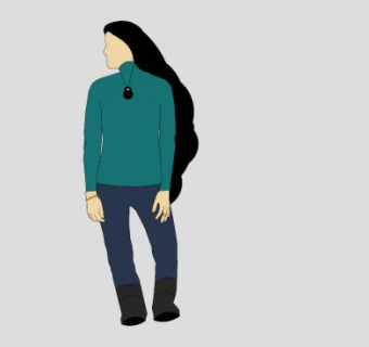 黑色长发女人SU模型下载_sketchup草图大师SKP模型