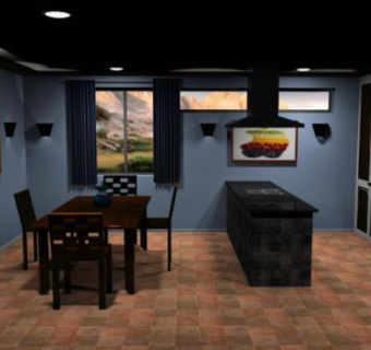 厨房装修二字型SU模型下载_sketchup草图大师SKP模型