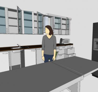 现代一字型厨房家装SU模型下载_sketchup草图大师SKP模型