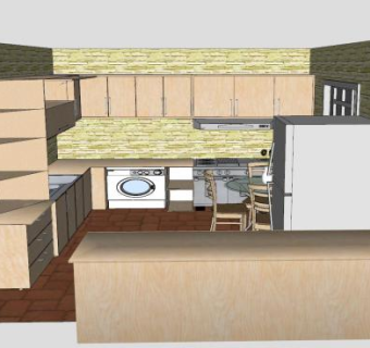 现代L型厨房橱柜SU模型下载_sketchup草图大师SKP模型