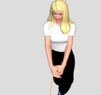 金发女孩坐姿SU模型下载_sketchup草图大师SKP模型