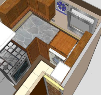 现代L型橱柜厨房SU模型下载_sketchup草图大师SKP模型