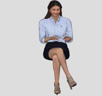年轻白领女士坐姿SU模型下载_sketchup草图大师SKP模型