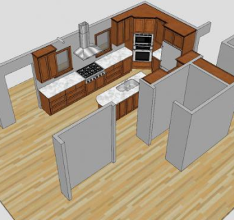 岛型厨房SU模型下载_sketchup草图大师SKP模型