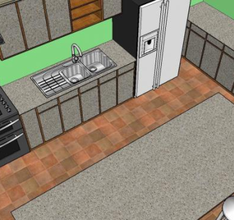 开放式厨房SU模型下载_sketchup草图大师SKP模型