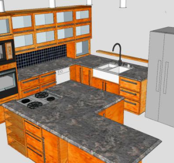 乡村风格厨房SU模型下载_sketchup草图大师SKP模型