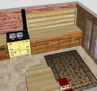 古典风格厨房SU模型下载_sketchup草图大师SKP模型