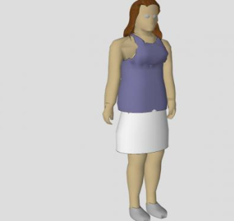 棕发女士SU模型下载_sketchup草图大师SKP模型