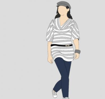 2D时尚美女SU模型下载_sketchup草图大师SKP模型