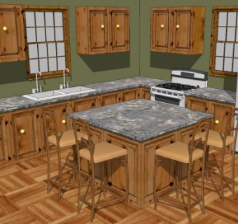 现代风格L型厨房SU模型下载_sketchup草图大师SKP模型