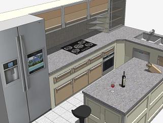 现代家居厨房SU模型下载_sketchup草图大师SKP模型