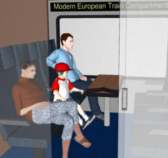 美铁上的一家三口SU模型下载_sketchup草图大师SKP模型