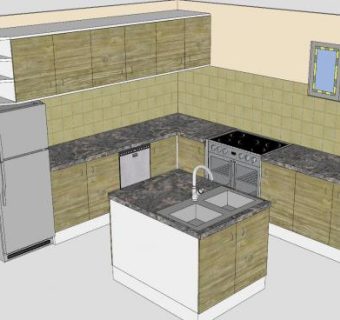 普通厨房设备装修SU模型下载_sketchup草图大师SKP模型