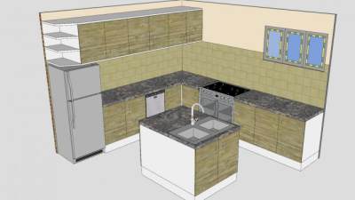普通厨房设备装修SU模型下载_sketchup草图大师SKP模型