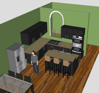 现代风格岛型厨房SU模型下载_sketchup草图大师SKP模型