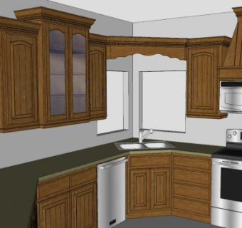 传统风格装修厨房SU模型下载_sketchup草图大师SKP模型