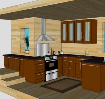 漂亮现代厨房SU模型下载_sketchup草图大师SKP模型