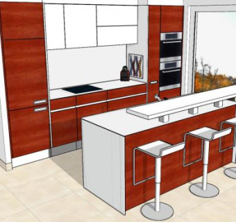 岛型现代厨房SU模型下载_sketchup草图大师SKP模型