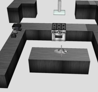 现代家居装修厨房SU模型下载_sketchup草图大师SKP模型