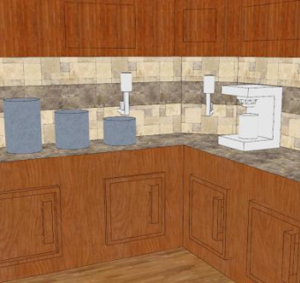 L型装修厨房柜台SU模型下载_sketchup草图大师SKP模型