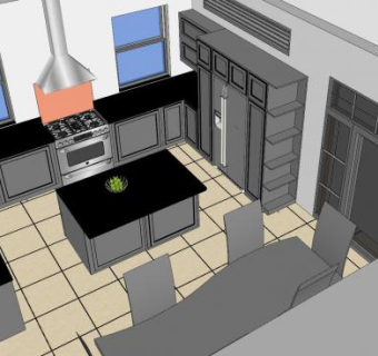 现代岛型厨房SU模型下载_sketchup草图大师SKP模型