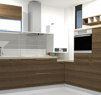 现代米白色橱柜厨房SU模型下载_sketchup草图大师SKP模型