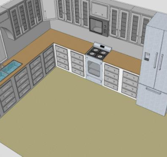 L型美食厨房SU模型下载_sketchup草图大师SKP模型