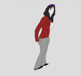 卷发女士SU模型下载_sketchup草图大师SKP模型