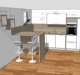 现代白色岛型厨房SU模型下载_sketchup草图大师SKP模型