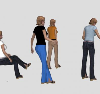 女士的站姿坐姿SU模型下载_sketchup草图大师SKP模型