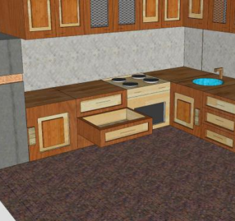 L型厨房SU模型下载_sketchup草图大师SKP模型