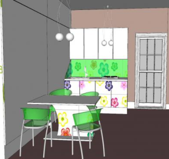 宜家简易厨房SU模型下载_sketchup草图大师SKP模型