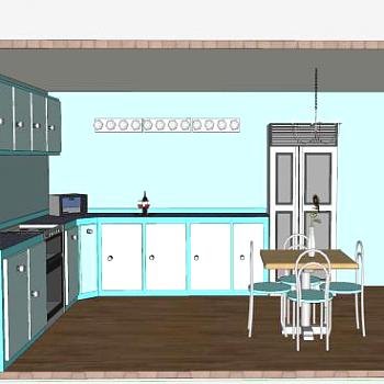 厨房餐厅装修SU模型下载_sketchup草图大师SKP模型