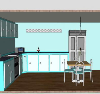 厨房餐厅装修SU模型下载_sketchup草图大师SKP模型