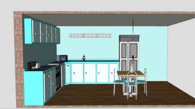 厨房餐厅装修SU模型下载_sketchup草图大师SKP模型