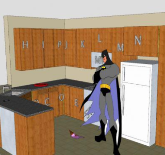 现代U型厨房SU模型下载_sketchup草图大师SKP模型