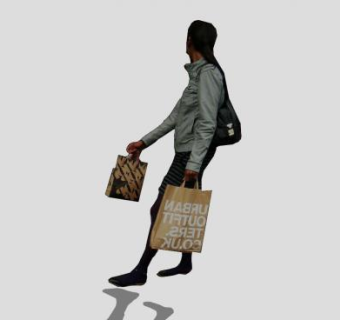 黑发女士走姿SU模型下载_sketchup草图大师SKP模型