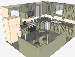 厨房简易设计SU模型下载_sketchup草图大师SKP模型