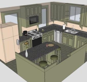 厨房简易设计SU模型下载_sketchup草图大师SKP模型