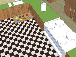 我的厨房布局SU模型下载_sketchup草图大师SKP模型