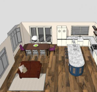 开放式厨房设计SU模型下载_sketchup草图大师SKP模型