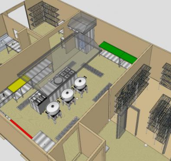 开放式工业厨房SU模型下载_sketchup草图大师SKP模型