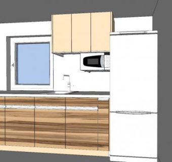 中式L型厨房SU模型下载_sketchup草图大师SKP模型