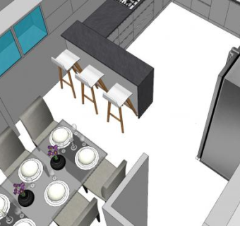 现代岛型开放式厨房SU模型下载_sketchup草图大师SKP模型