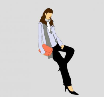 职场女士坐姿SU模型下载_sketchup草图大师SKP模型
