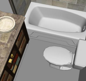 小型卫浴装修浴室SU模型下载_sketchup草图大师SKP模型