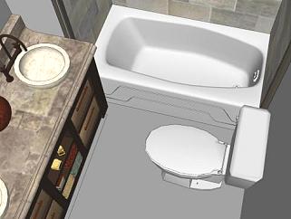 小型卫浴装修浴室SU模型下载_sketchup草图大师SKP模型