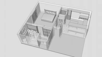 卧室装修卫浴SU模型下载_sketchup草图大师SKP模型